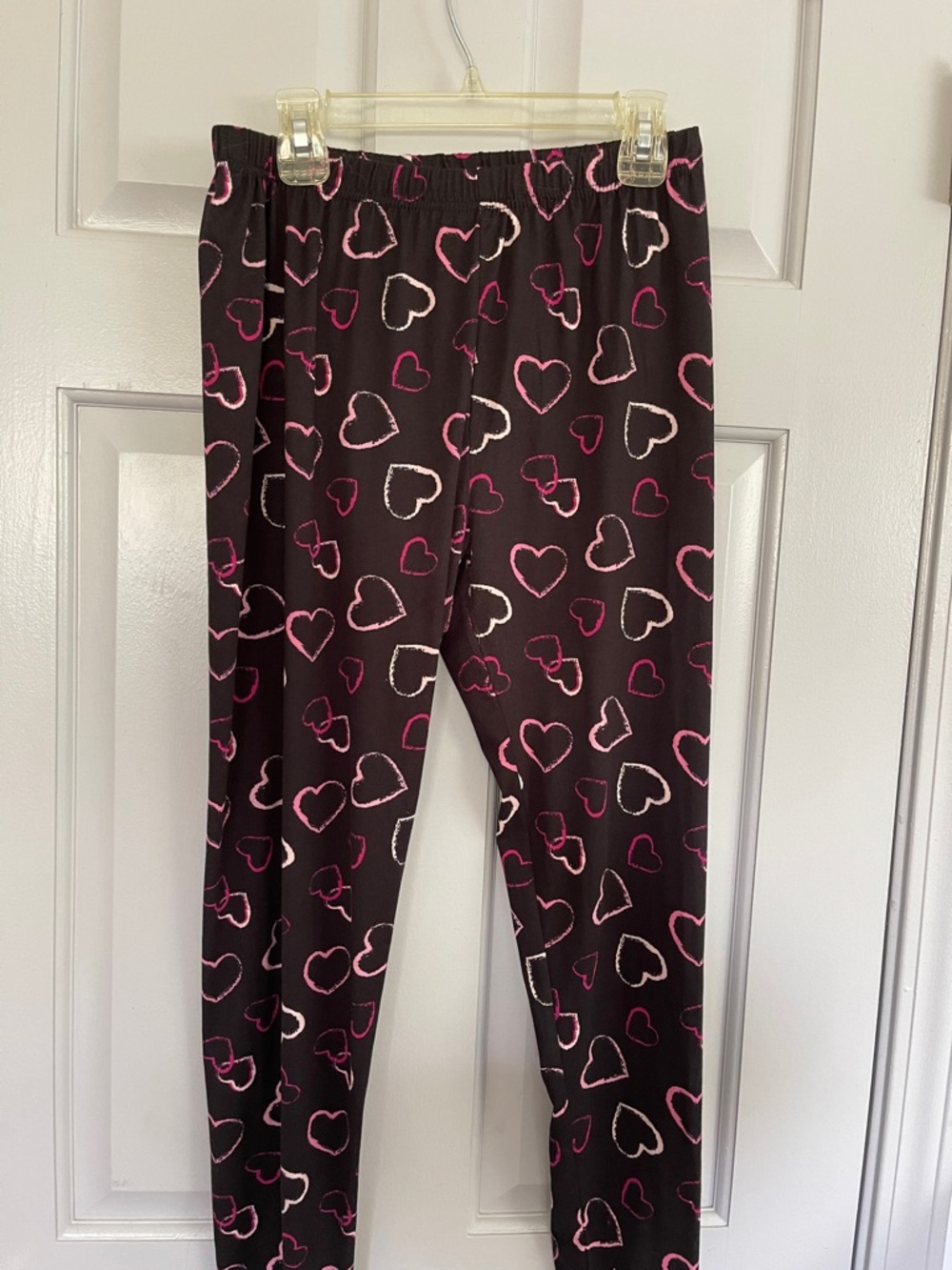 Black Heart-Print Leggings - Pink & White Hearts